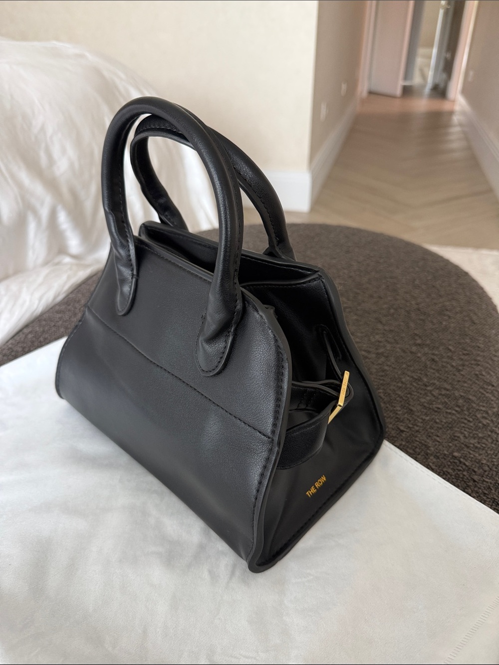 The Row Black Leather Top-Handle Satchel